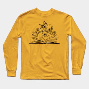 Open Book & Butterflies Long Sleeve T-Shirt